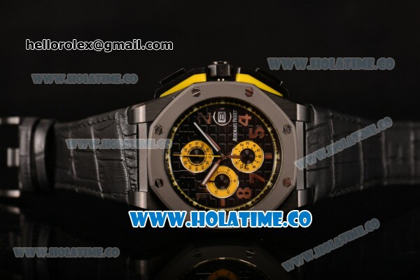 Audemars Piguet Royal Oak Offshore Chrono Miyota OS10 Quartz PVD Case with Black Dial and Rose Gold Arabic Numeral Markers - Click Image to Close